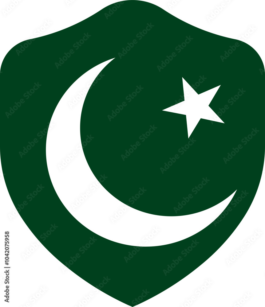 Pakistan Flag on Shield Shape Pakistan Flag on Shield Shape