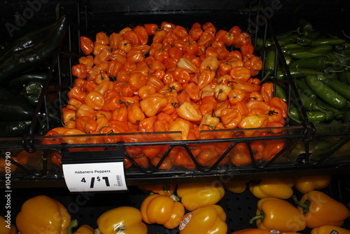 Habanero Pepper
vegetables at the market closeup 