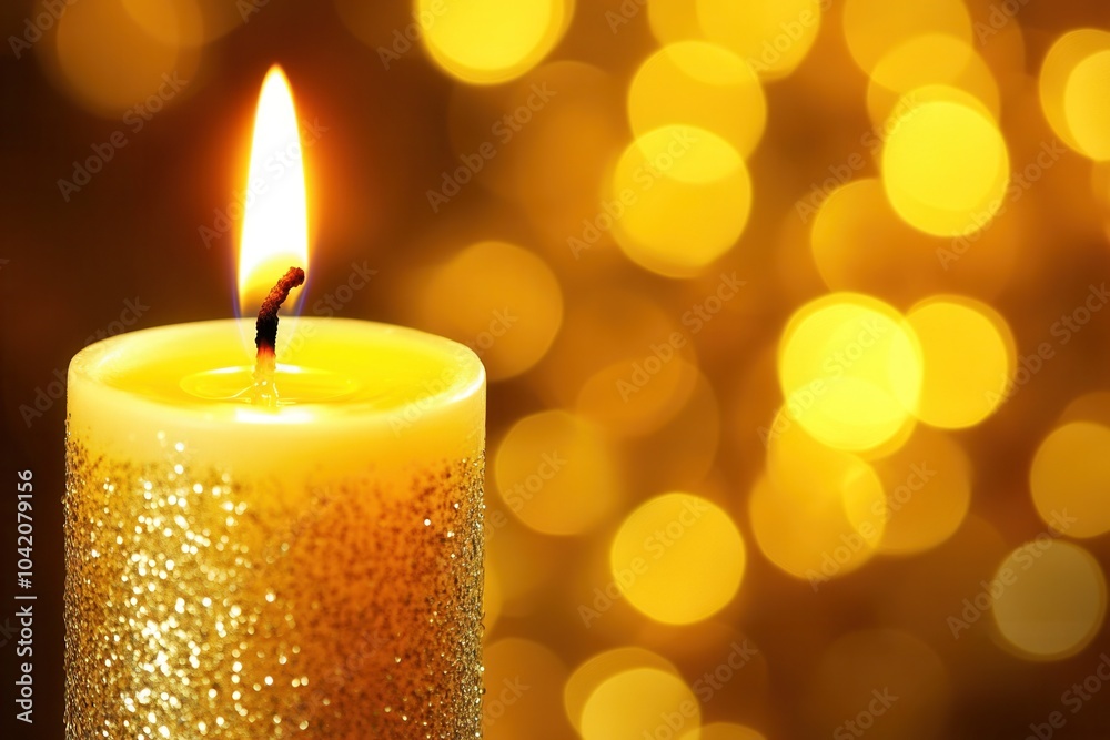 Warm golden candlelight with soft bokeh background Warm golden candlelight with soft bokeh background