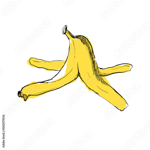 banana peel vector illustration isolated on white background. banana skin single icon in cartoon style. garden fertilizer, natural and biodegradable waste. slippery fruit shell. great for your design
