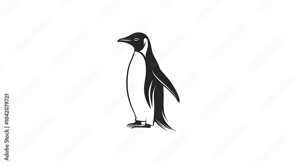 Obraz premium simple and elegant black penguin illustration, showcasing its distinctive shape and posture. This vector art captures essence of this charming bird beautifully