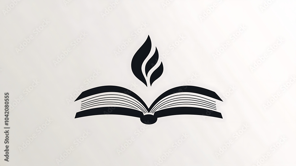 open book with flame above it symbolizes knowledge and enlightenment. This simple yet impactful design can be used for educational or literary themes open book with flame above it symbolizes knowledge and enlightenment. This simple yet impactful design can be used for educational or literary themes