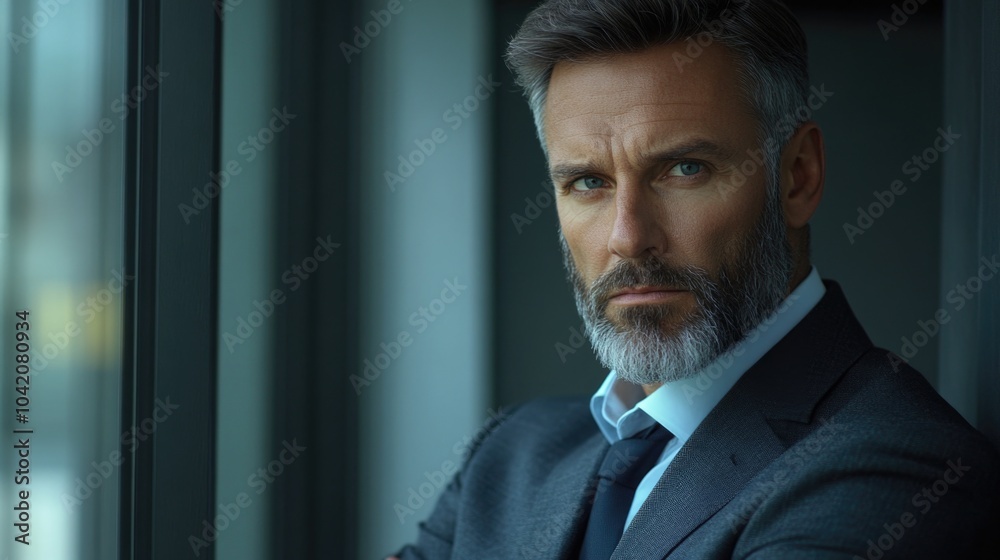 Grizzled Businessman in a Contemplative Pose Grizzled Businessman in a Contemplative Pose
