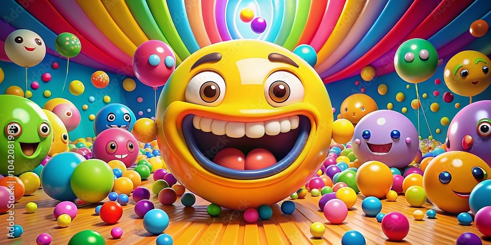 Fototapeta premium Vibrant Cartoon Smile Face with Joyful Expressions for Candid Photography