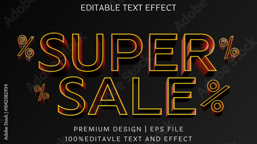 Super sale Golden text 3d editable vector text style effect.