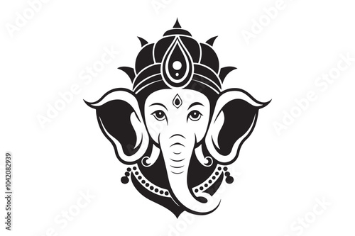 Ganesha silhouette vector illustration, Ganesh silhouette  