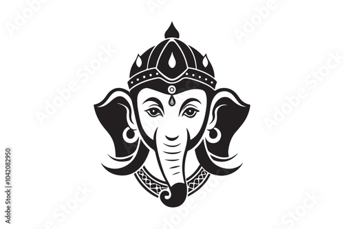 Ganesha silhouette vector illustration, Ganesh silhouette  