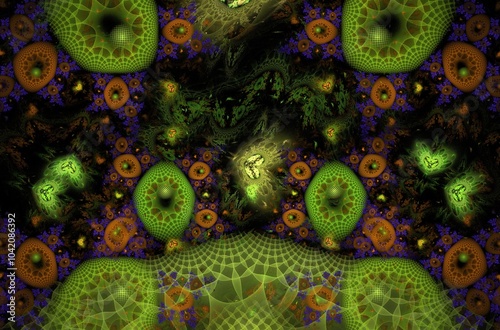 Abstract fractal image on the black background