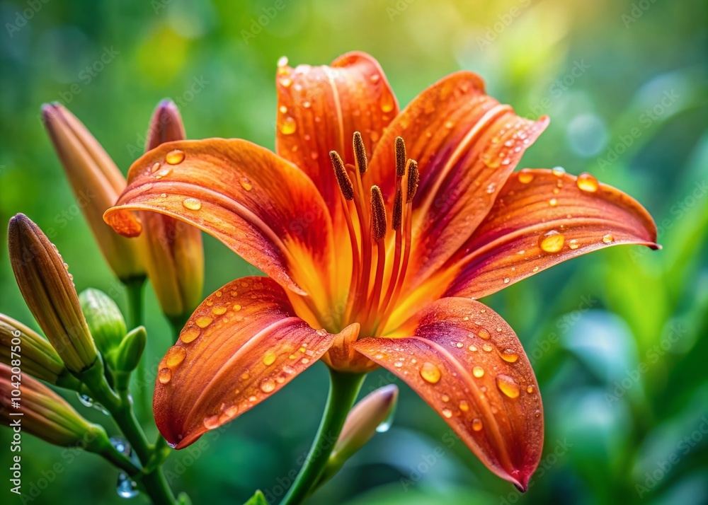 Vibrant Orange Lily Blooming in a Sunlit Garden - Nature's Floral Beauty Vibrant Orange Lily Blooming in a Sunlit Garden - Nature's Floral Beauty