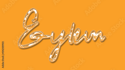 3D Thick Transparent Liquid text effect of name Eylem on Yellow Background. photo