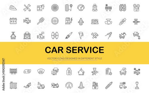 Car Service icon set. Vector illustration in modern thin line style of computer graphics related icons.