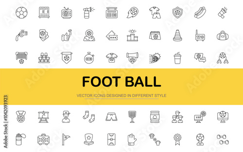 Football icon set. Vector illustration in modern thin line style of computer graphics related icons.