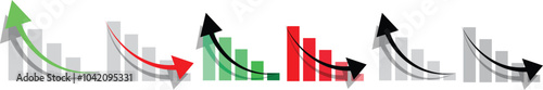 Growing graph icon set in two styles. Growth chart arrow icon. vector eps10