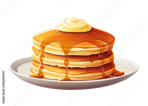 PNG Pancake dessert food breakfast, digital paint illustration. photo