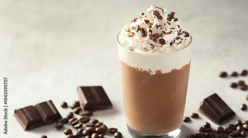 Iced mocha with whipped cream and chocolate Iced mocha with whipped cream and chocolate