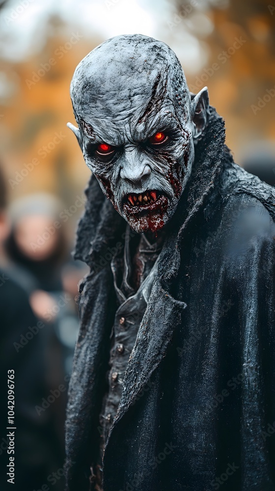 Sinister Creature with Red Eyes and Gory Features Sinister Creature with Red Eyes and Gory Features