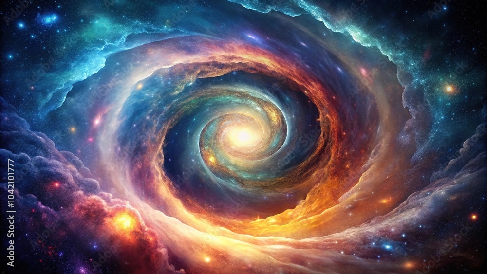 Cosmic dust swirl photorealistic abstract element with deep colors on white background symmetrical Cosmic dust swirl photorealistic abstract element with deep colors on white background symmetrical
