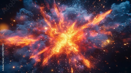 Fiery Supernova Explosion in Deep Space - made with Generative AI