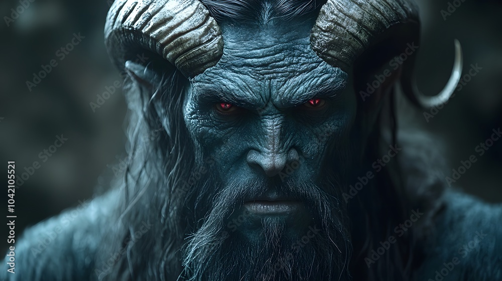 Mystical Horned Creature in Dark Environment Mystical Horned Creature in Dark Environment