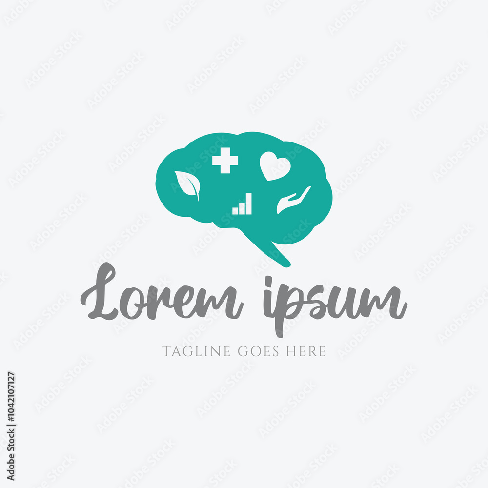Simple Modern Brain Mind Health Therapy Icon Illustration Logo Design