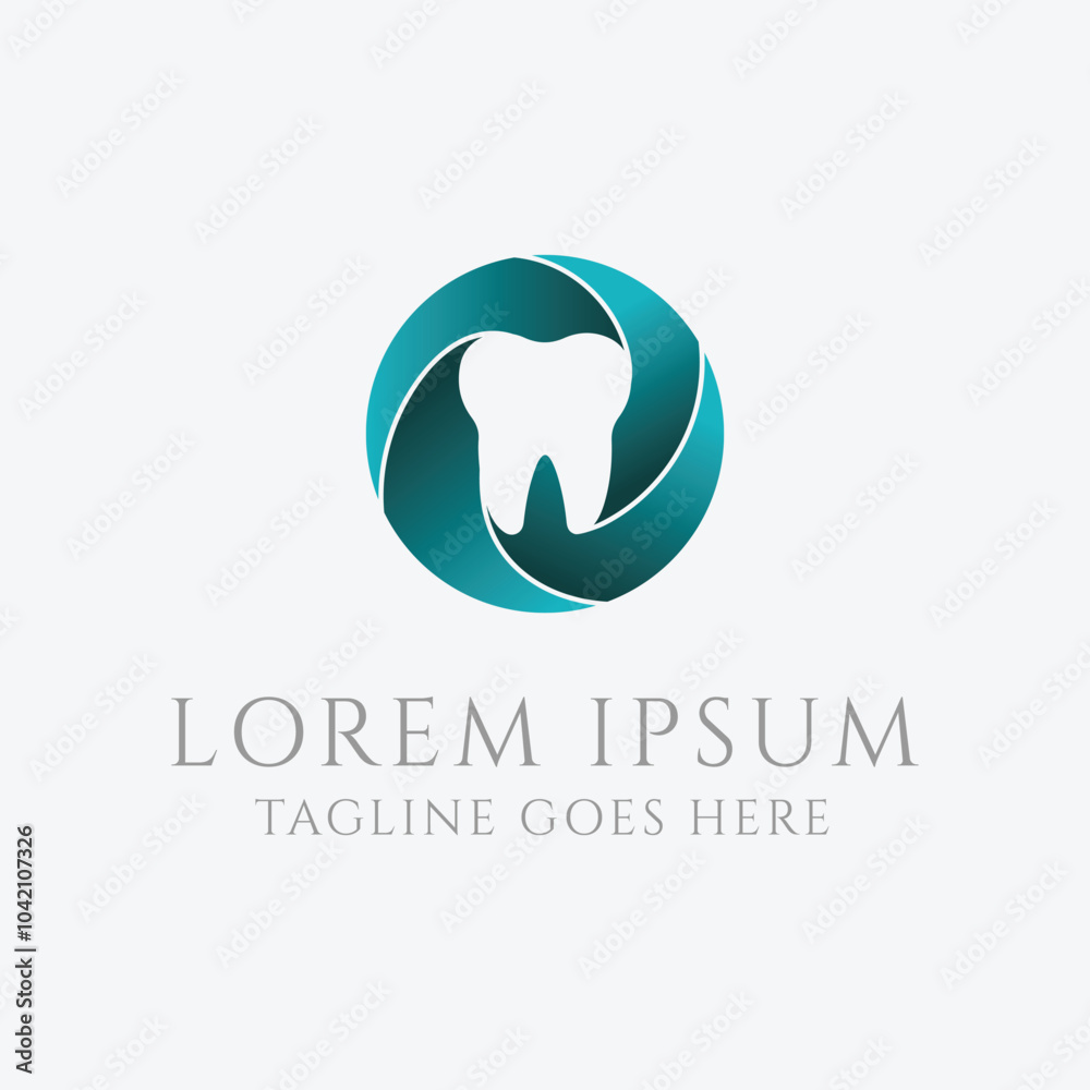 Modern Circular Dent Tooth for Dental Dentist Clinic Logo Design Modern Circular Dent Tooth for Dental Dentist Clinic Logo Design