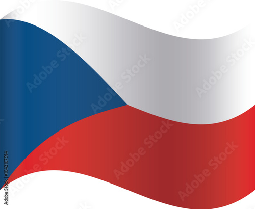 Waving shaped national flag of the European country of CZECH REPUBLIC