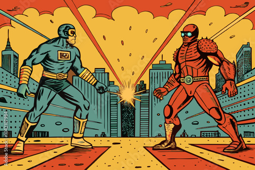 Superhero Showdown: Heroes Clash in Epic City Battle