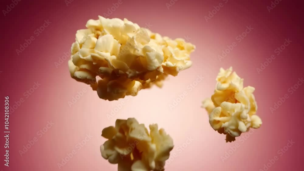 Floating popcorn against gradient backdrop: a mouthwatering snack delight Floating popcorn against gradient backdrop: a mouthwatering snack delight