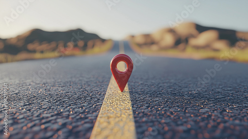 Abstract 3D Red Location Markers on a Minimalist Terrain photo