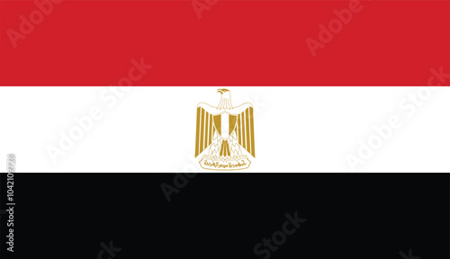Flag of Egypt, Egyptian National Flag, Red, White, and Black Tricolor, Egyptian Flag , flat vector photo