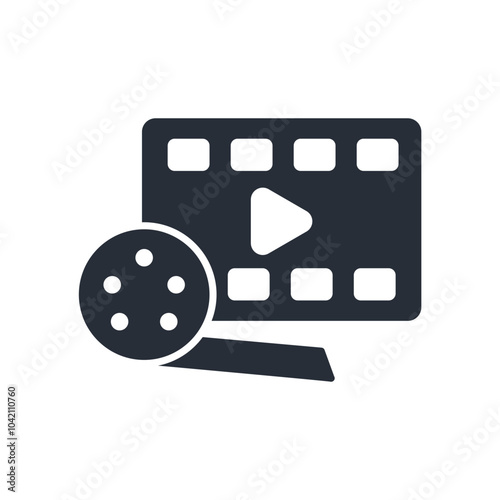 film icon. vector.Editable stroke.linear style sign for use web design,logo.Symbol illustration.