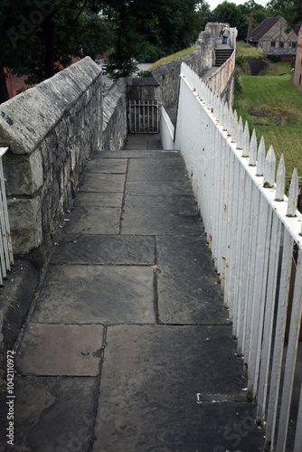 Inside pathway of the York city walls - Section leading to Monkgate - York - North Yorkshire - England - UK