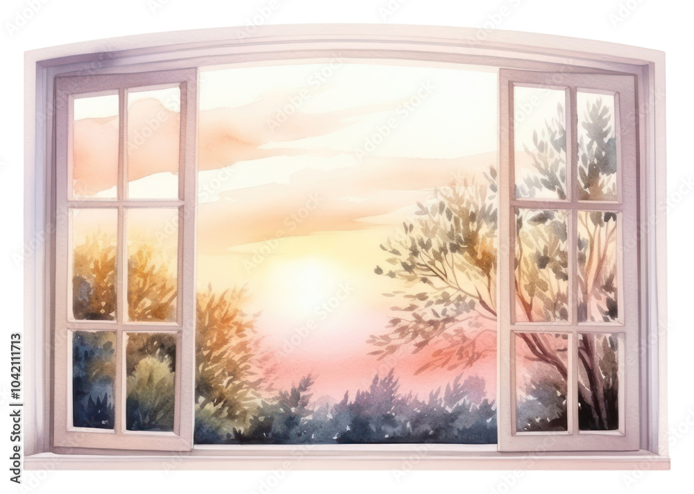 Fototapeta premium PNG windowsill sunset tranquility.