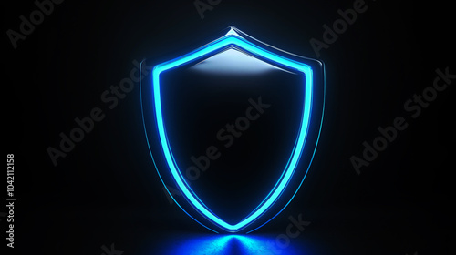 3D shield icon with blue backlight