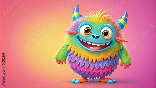 Whimsical Monster Drawing for Children's Projects - Colorful and Fun Character on White Background