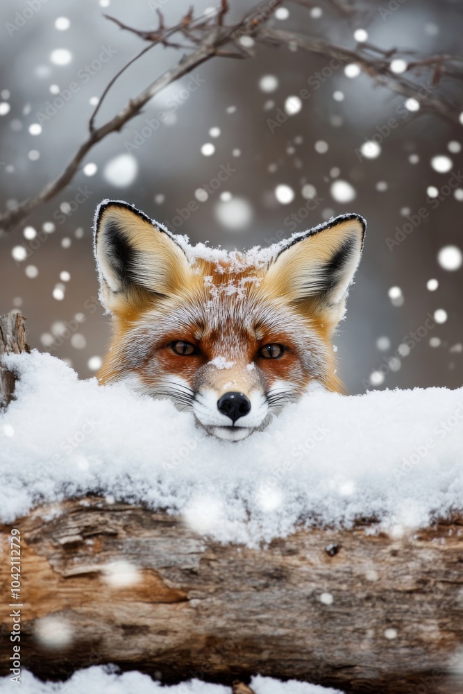 Curious Fox in Snowy Hideaway Curious Fox in Snowy Hideaway