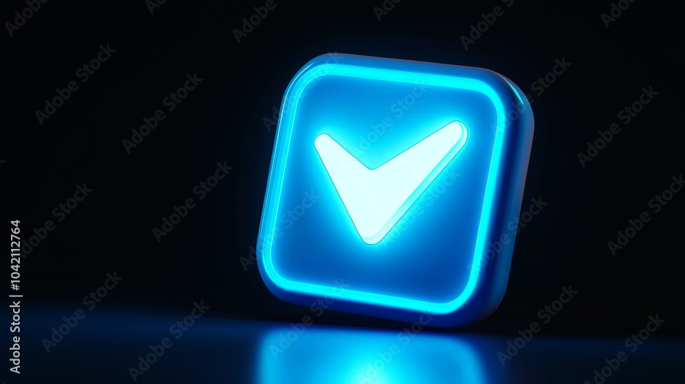 3d check up glowing icon on dark background 3d check up glowing icon on dark background