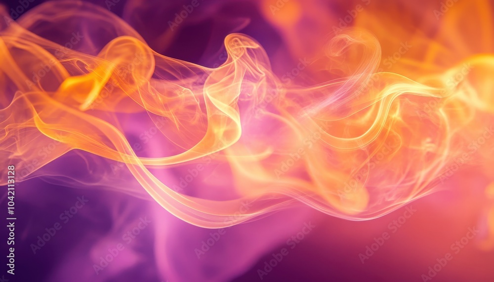 Obraz premium A vibrant swirl of colorful smoke in shades of orange and purple, creating a dynamic and mesmerizing visual effect.