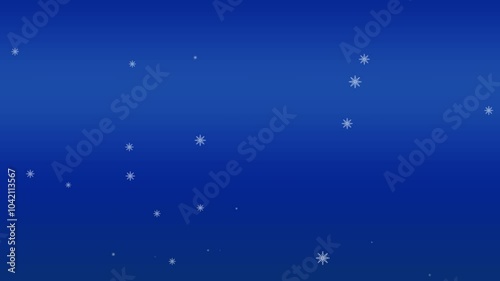 Falling snowflake blue background Loop animation Winter video Snow falling effect Christmas and New year template