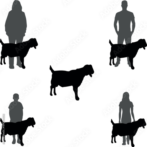 Boer Goat Show Vector File, Livestock Judging Vector, Farm Girl Boy Vector, 4-H, FFA Show - Vector Art 