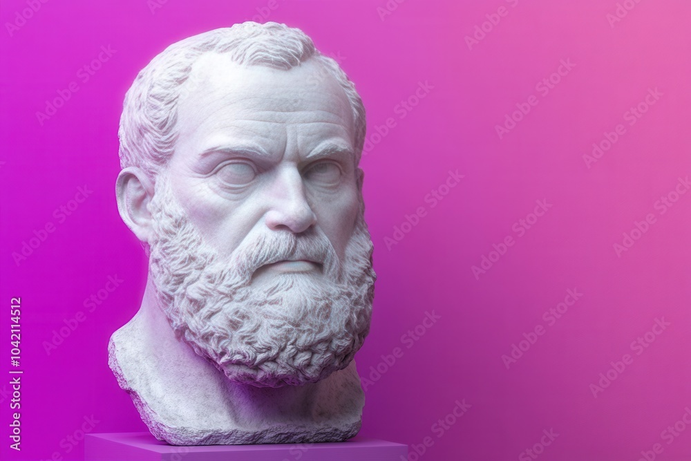Classical bust statue on purple gradient background Classical bust statue on purple gradient background