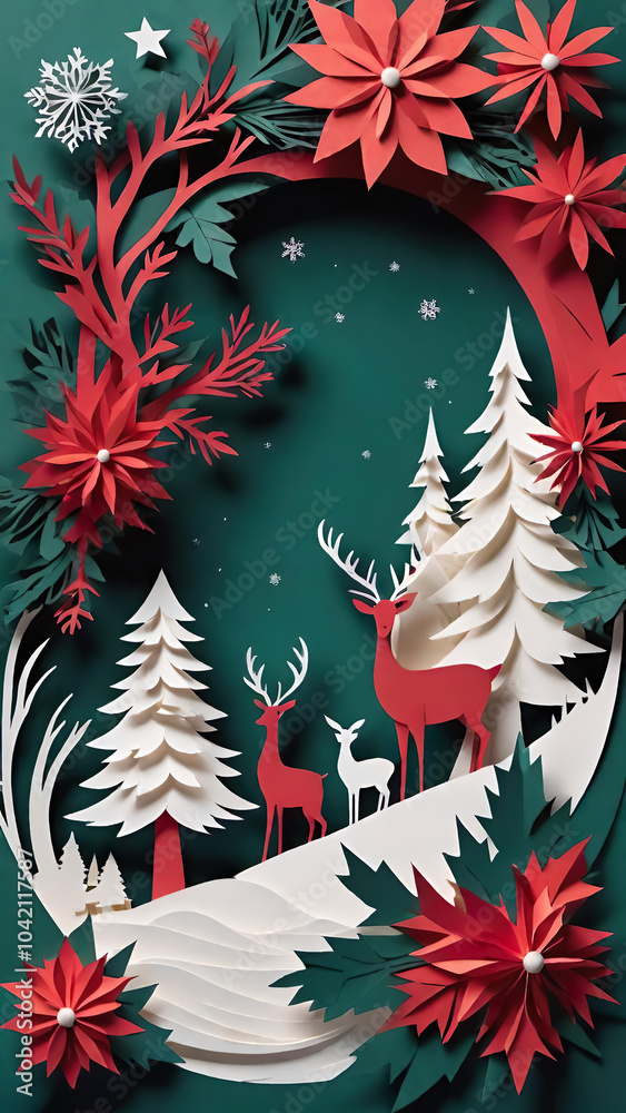 christmas tree and decorations in paper cut style christmas tree and decorations in paper cut style
