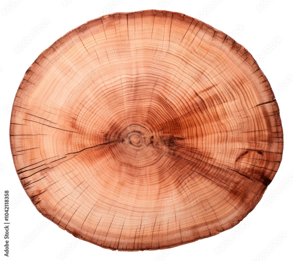 Fototapeta premium PNG Single sliced round Redwood wood plant tree white background.