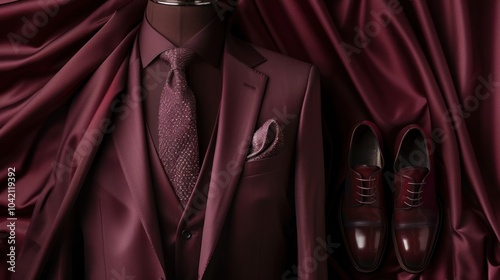 Elegant Maroon Suit and Shoes