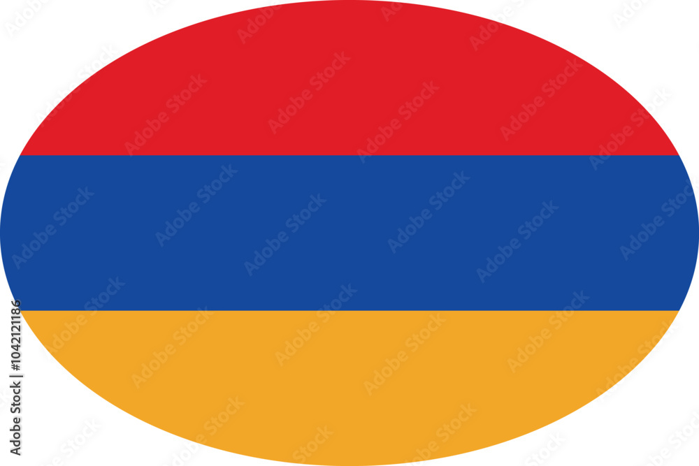 Oval shaped national flag of the European country of ARMENIA Oval shaped national flag of the European country of ARMENIA