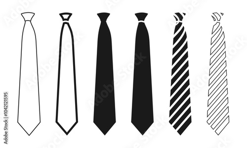 tie or necktie icon set vector illustration isolated on white background.