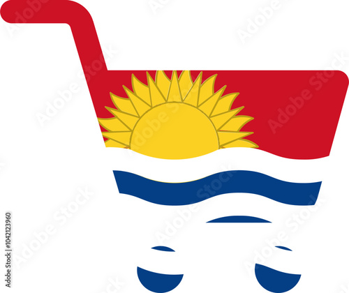 Kiribati flag on Mono Cart Icon photo