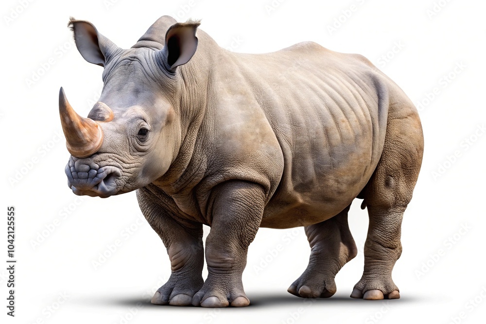 Fototapeta premium cute adorable rhino isolated on transparent background with depth of field effect