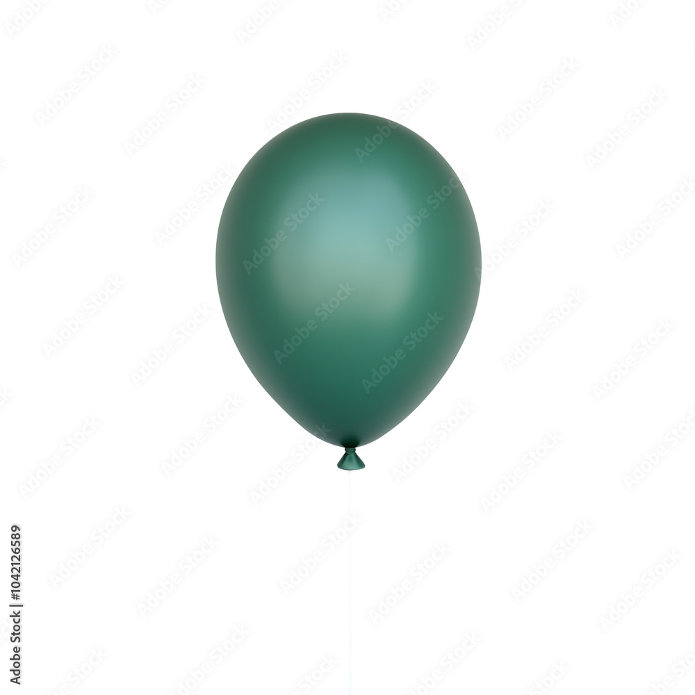 green helium balloon. Birthday balloon flying for party and celebrations. Isolated on white background. Generative AI green helium balloon. Birthday balloon flying for party and celebrations. Isolated on white background. Generative AI