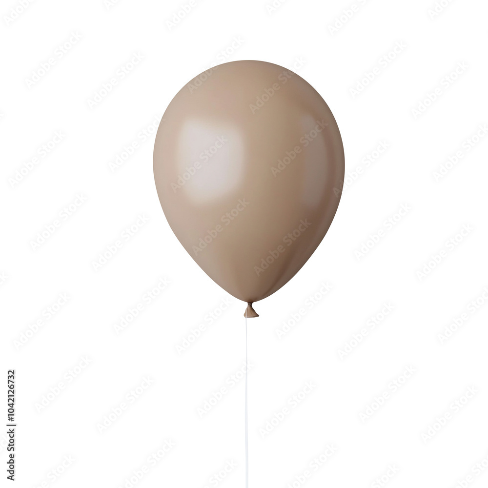 brown helium balloon. Birthday balloon flying for party and celebrations. Isolated on white background. Generative AI brown helium balloon. Birthday balloon flying for party and celebrations. Isolated on white background. Generative AI